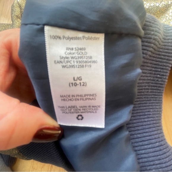 Wonder Nation Girls Metallic Bomber Jacket Size L(10/12). - Picture 5 of 7